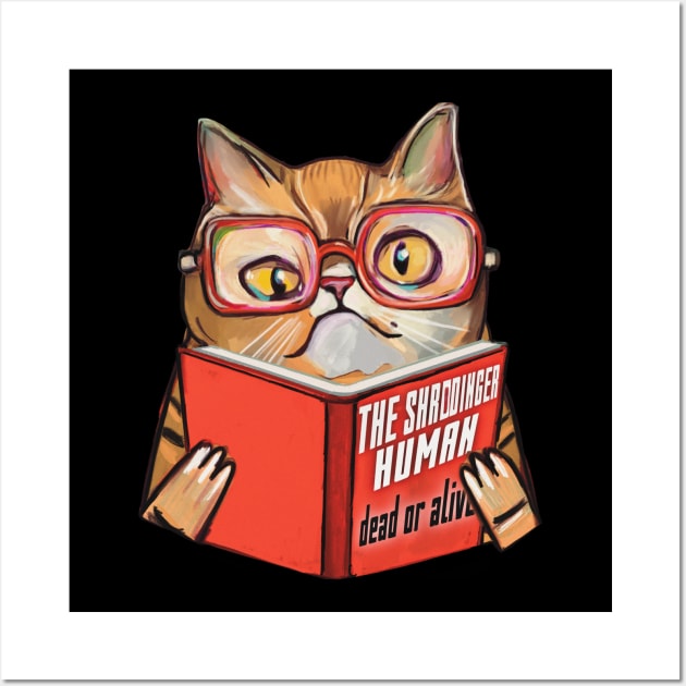 Geek cat with book Wall Art by Meakm